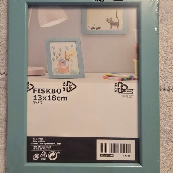 IKEA Fisko 5x7" Turquoise Photo Picture Frame 2 pk NEW‎ Sealed - Picture 1 of 3